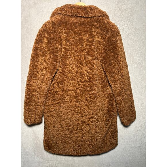Bernardo Womens Longline Faux Fur Teddy Coat Camel Size Medium - Picture 4 of 7